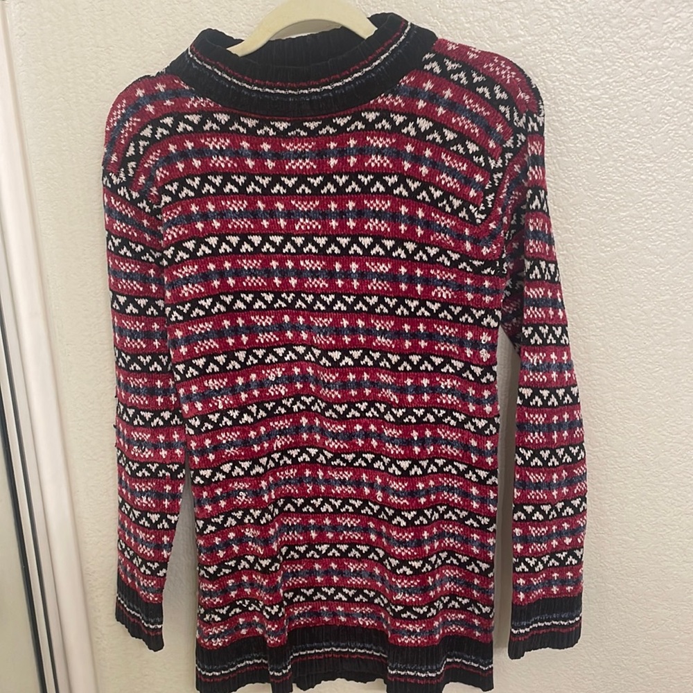 Multi Colored Mock Turtleneck Striped Sweater